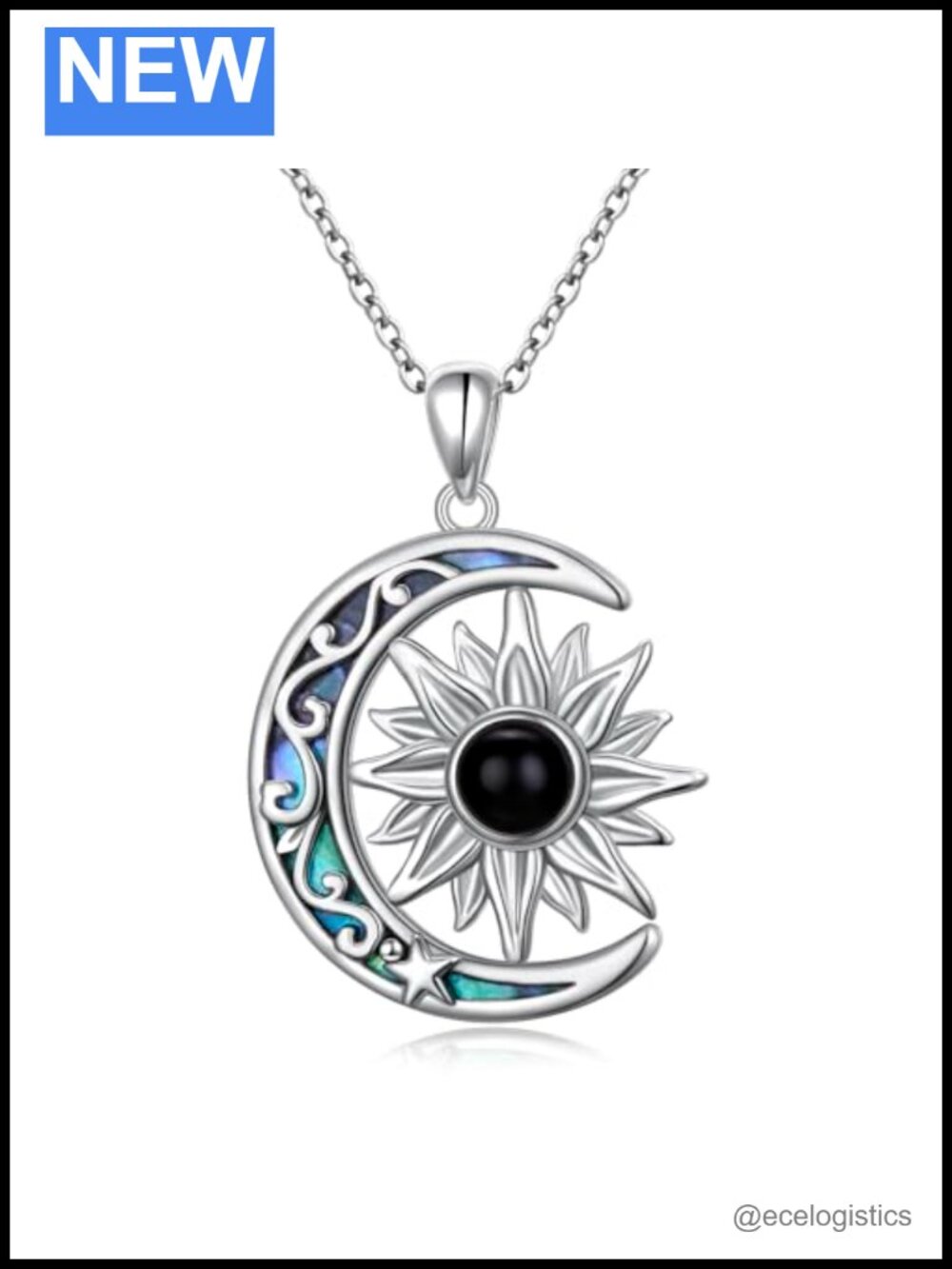 925 Sterling Silver Crescent Moon Pendant Necklace